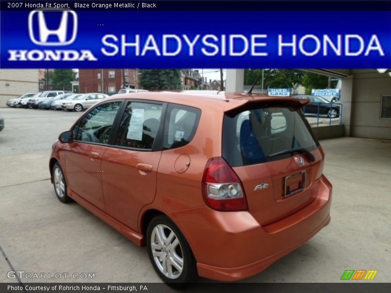 Blaze Orange Metallic / Black 2007 Honda Fit Sport