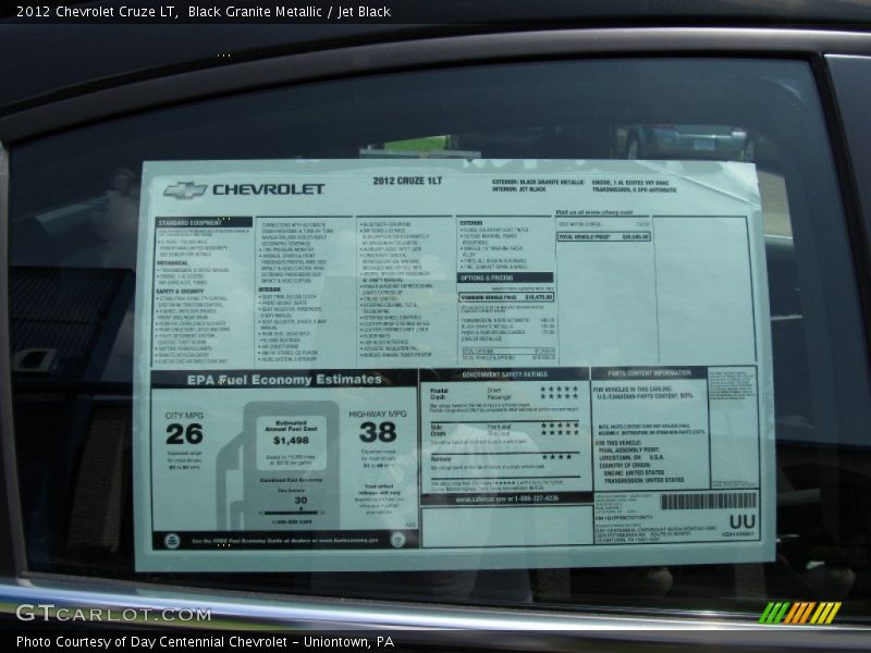 Black Granite Metallic / Jet Black 2012 Chevrolet Cruze LT