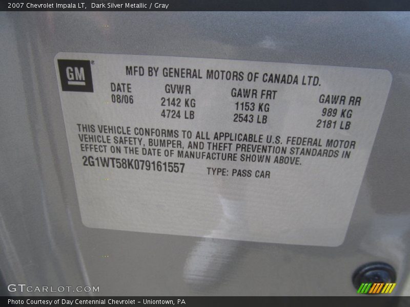 Dark Silver Metallic / Gray 2007 Chevrolet Impala LT