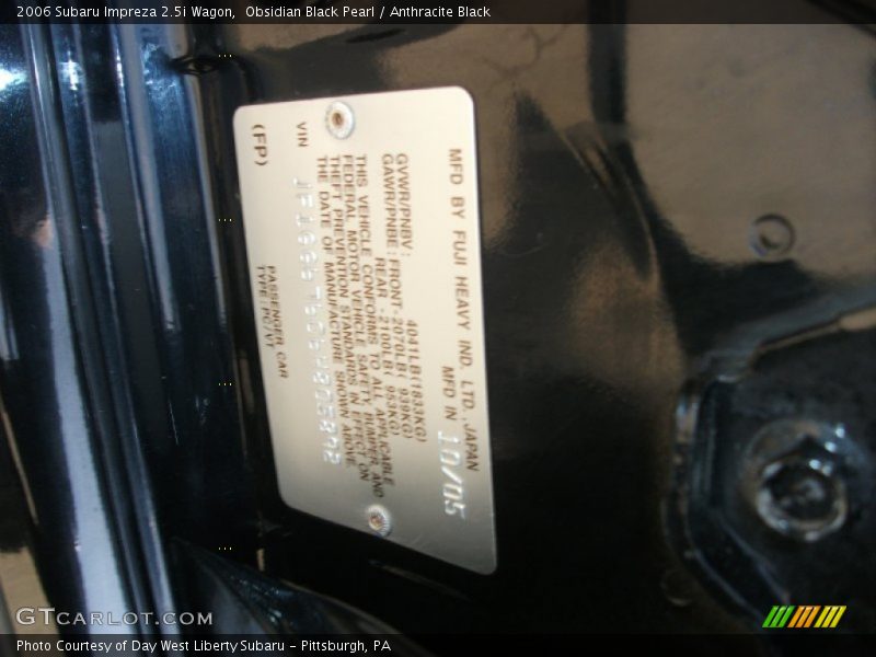 Obsidian Black Pearl / Anthracite Black 2006 Subaru Impreza 2.5i Wagon