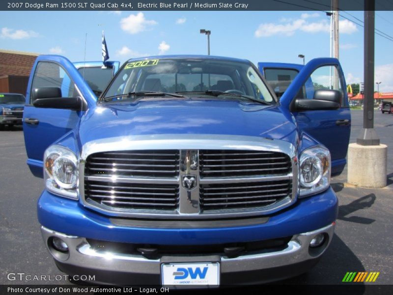 Electric Blue Pearl / Medium Slate Gray 2007 Dodge Ram 1500 SLT Quad Cab 4x4