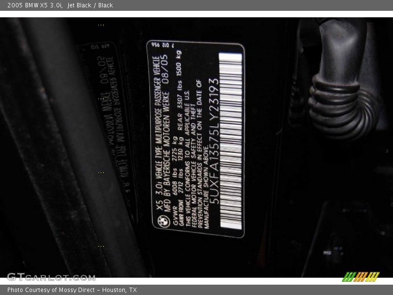 Jet Black / Black 2005 BMW X5 3.0i