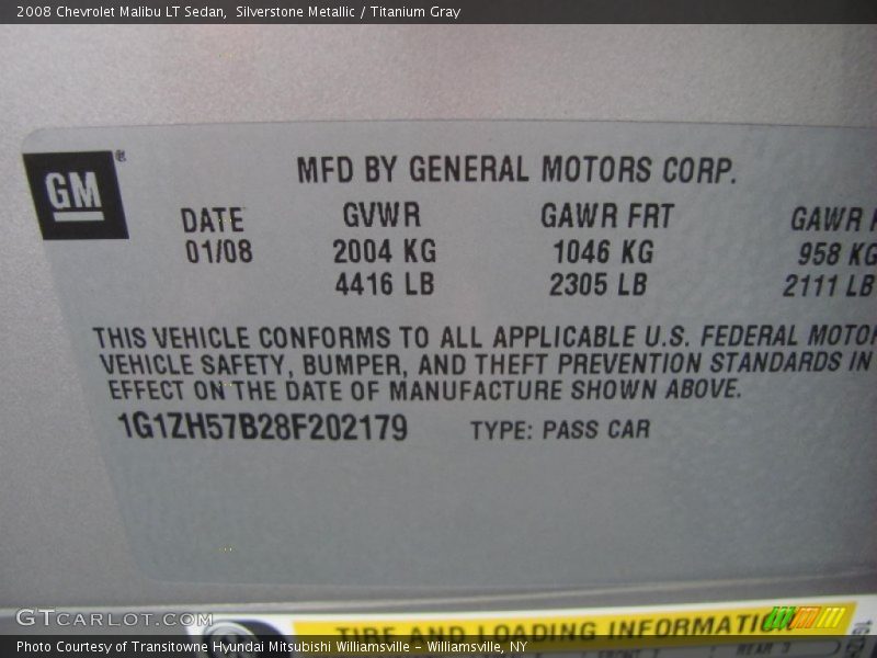 Silverstone Metallic / Titanium Gray 2008 Chevrolet Malibu LT Sedan