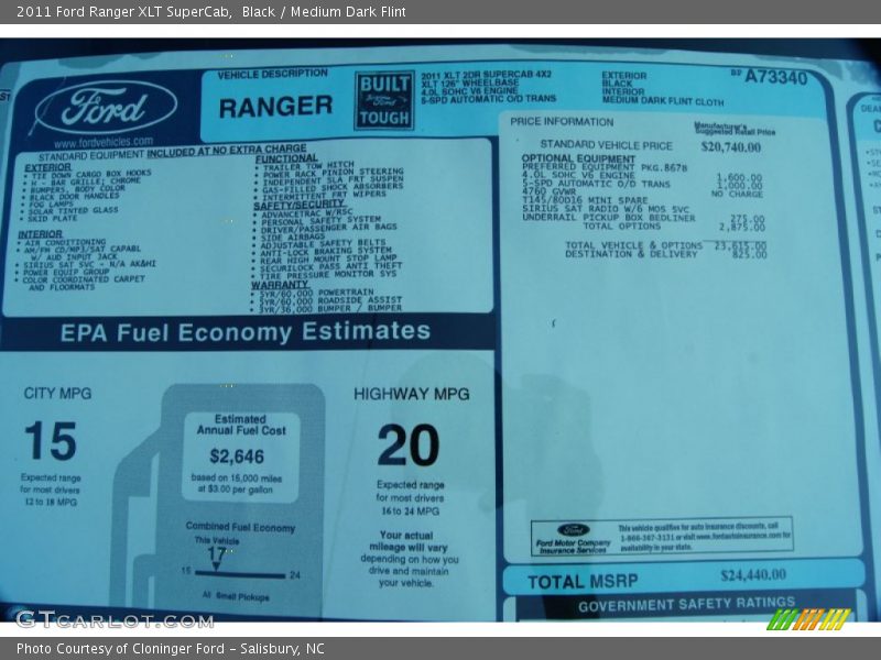  2011 Ranger XLT SuperCab Window Sticker