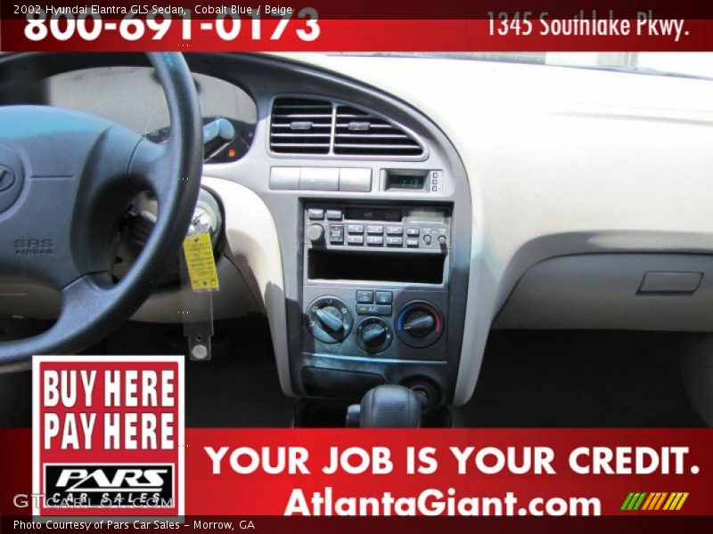 Cobalt Blue / Beige 2002 Hyundai Elantra GLS Sedan