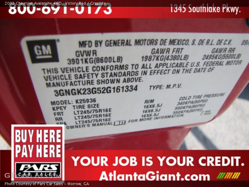 Victory Red / Graphite 2002 Chevrolet Avalanche 4WD