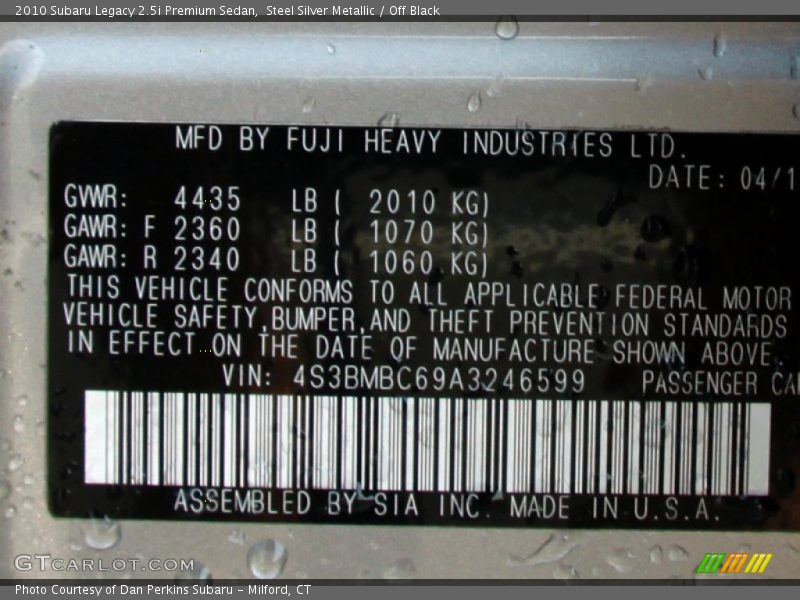 Steel Silver Metallic / Off Black 2010 Subaru Legacy 2.5i Premium Sedan