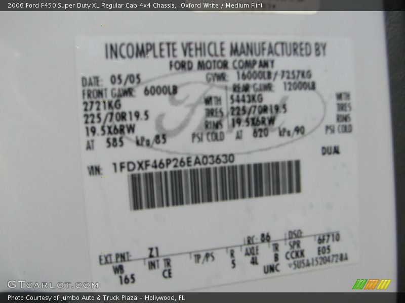 Oxford White / Medium Flint 2006 Ford F450 Super Duty XL Regular Cab 4x4 Chassis