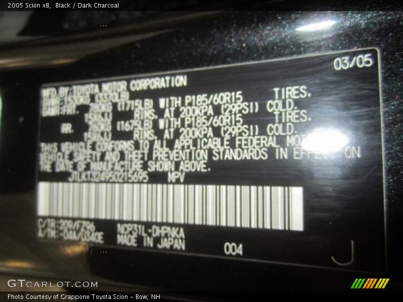 Black / Dark Charcoal 2005 Scion xB