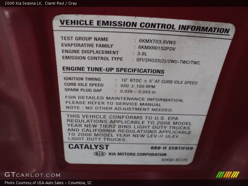 Claret Red / Gray 2006 Kia Sedona LX