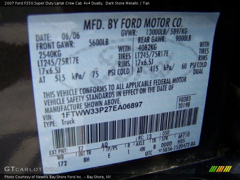 Dark Stone Metallic / Tan 2007 Ford F350 Super Duty Lariat Crew Cab 4x4 Dually