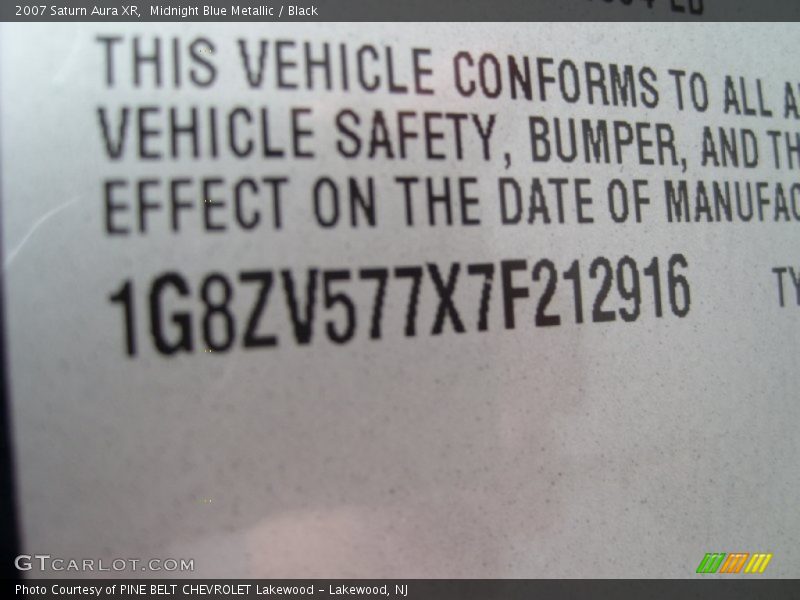 Midnight Blue Metallic / Black 2007 Saturn Aura XR