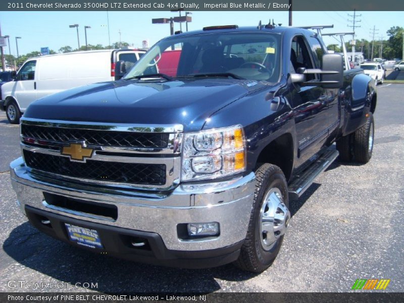 Imperial Blue Metallic / Ebony 2011 Chevrolet Silverado 3500HD LTZ Extended Cab 4x4 Dually