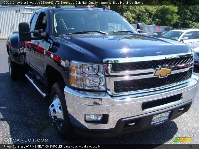 Imperial Blue Metallic / Ebony 2011 Chevrolet Silverado 3500HD LTZ Extended Cab 4x4 Dually