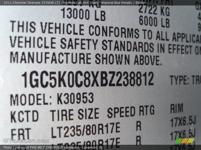 Imperial Blue Metallic / Ebony 2011 Chevrolet Silverado 3500HD LTZ Extended Cab 4x4 Dually