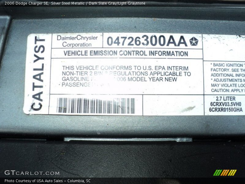 Silver Steel Metallic / Dark Slate Gray/Light Graystone 2006 Dodge Charger SE