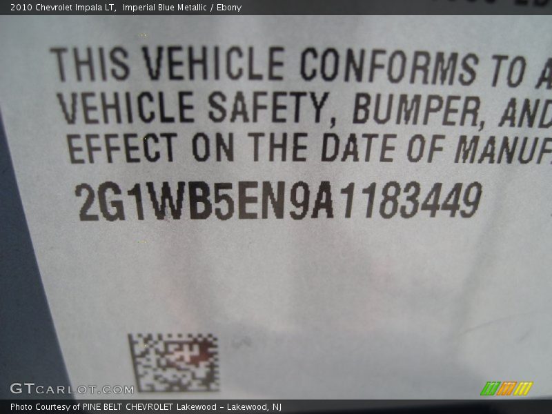 Imperial Blue Metallic / Ebony 2010 Chevrolet Impala LT
