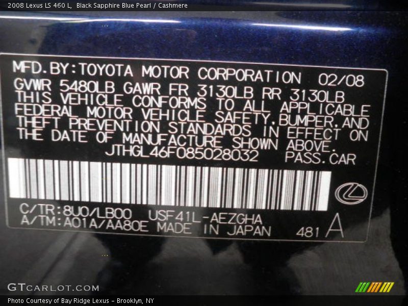 Black Sapphire Blue Pearl / Cashmere 2008 Lexus LS 460 L