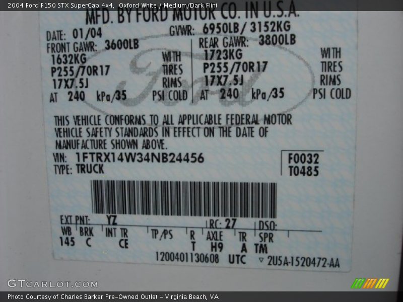 Oxford White / Medium/Dark Flint 2004 Ford F150 STX SuperCab 4x4