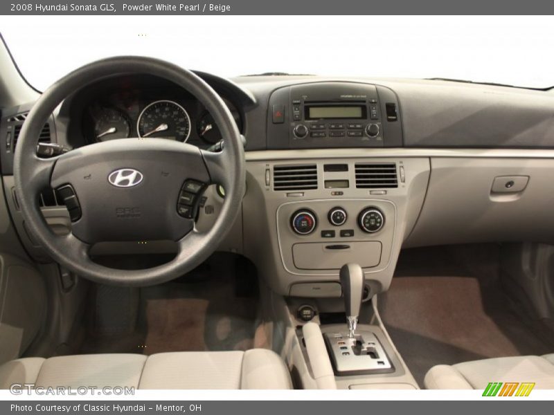 Powder White Pearl / Beige 2008 Hyundai Sonata GLS