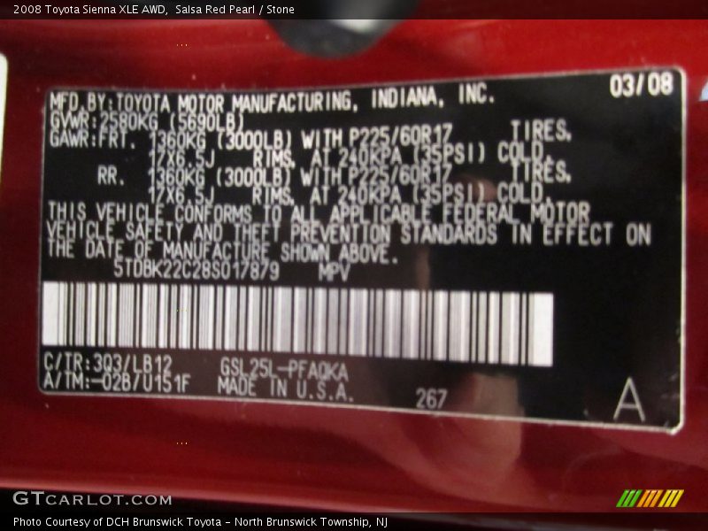 Salsa Red Pearl / Stone 2008 Toyota Sienna XLE AWD