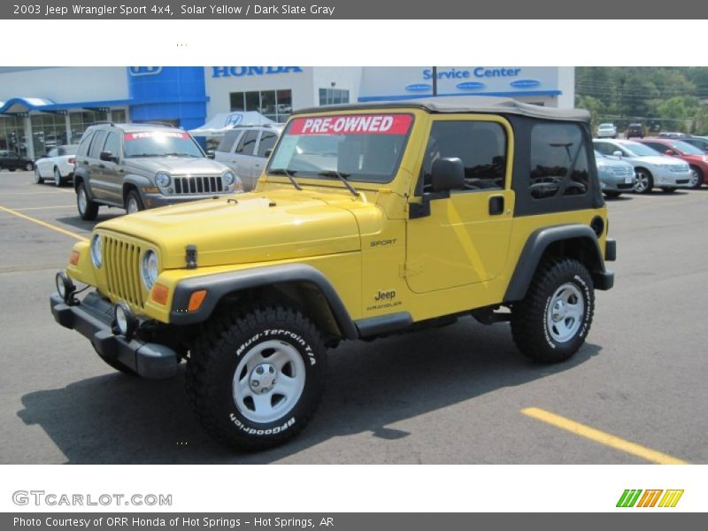 Solar Yellow / Dark Slate Gray 2003 Jeep Wrangler Sport 4x4