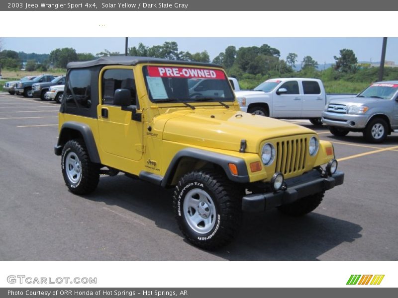 Solar Yellow / Dark Slate Gray 2003 Jeep Wrangler Sport 4x4