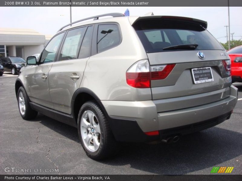 Platinum Bronze Metallic / Sand Beige/Black Nevada Leather 2008 BMW X3 3.0si