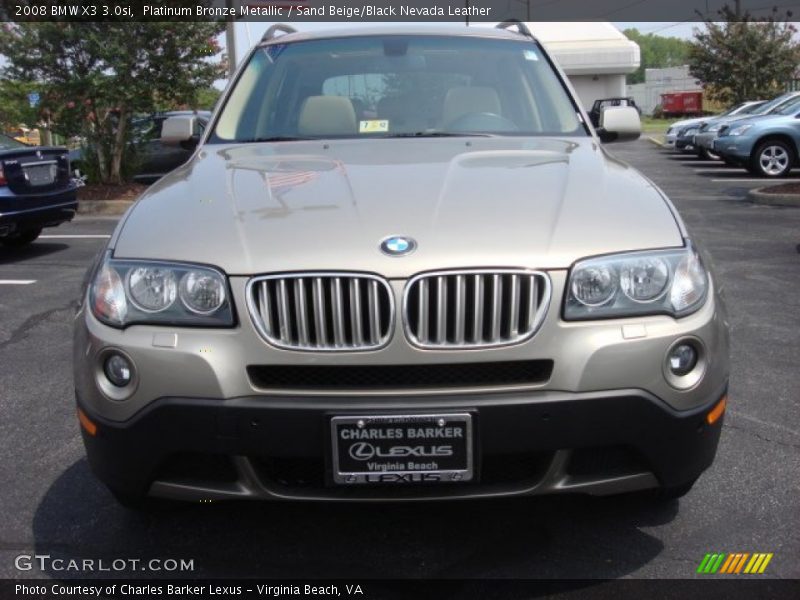 Platinum Bronze Metallic / Sand Beige/Black Nevada Leather 2008 BMW X3 3.0si