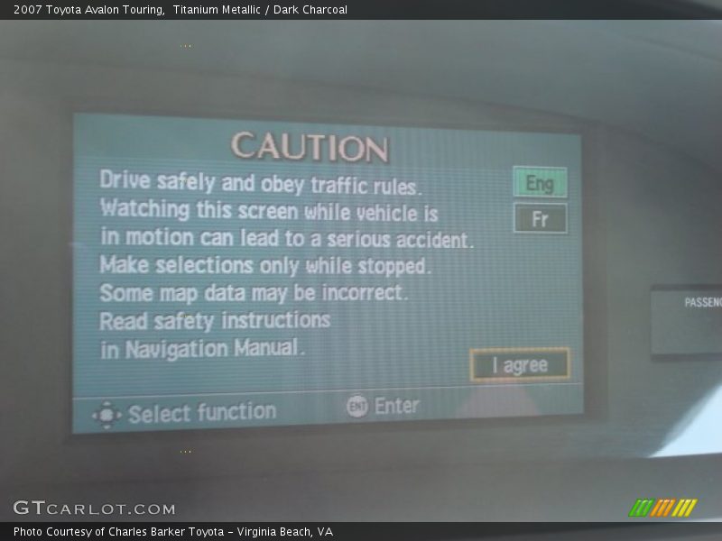 Titanium Metallic / Dark Charcoal 2007 Toyota Avalon Touring