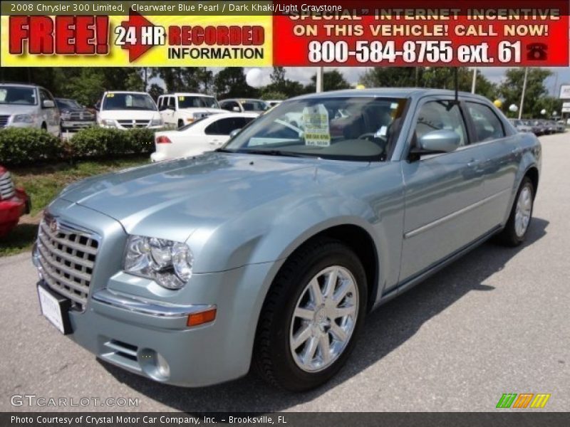 Clearwater Blue Pearl / Dark Khaki/Light Graystone 2008 Chrysler 300 Limited