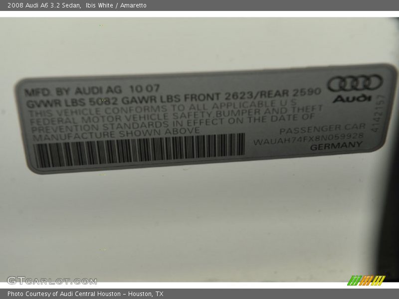 Ibis White / Amaretto 2008 Audi A6 3.2 Sedan