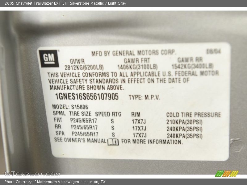 Silverstone Metallic / Light Gray 2005 Chevrolet TrailBlazer EXT LT