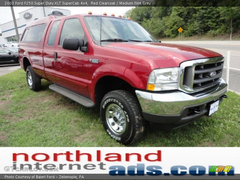 Red Clearcoat / Medium Flint Grey 2003 Ford F250 Super Duty XLT SuperCab 4x4