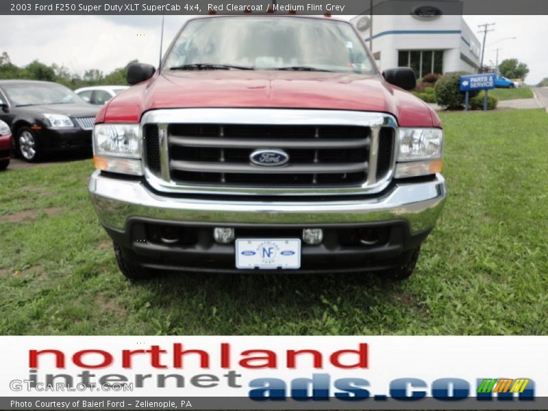 Red Clearcoat / Medium Flint Grey 2003 Ford F250 Super Duty XLT SuperCab 4x4