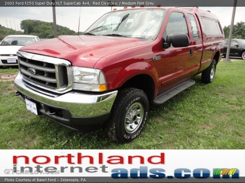 Red Clearcoat / Medium Flint Grey 2003 Ford F250 Super Duty XLT SuperCab 4x4