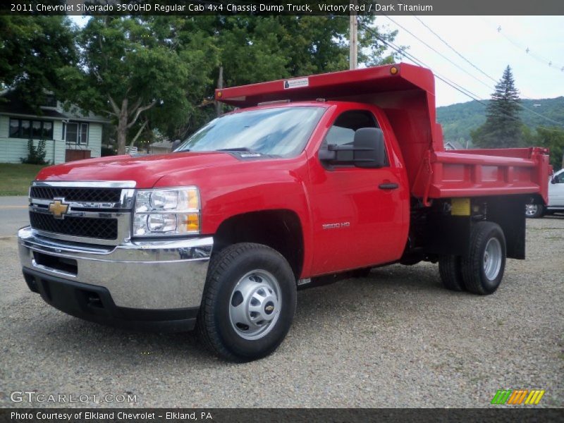 Front 3/4 View of 2011 Silverado 3500HD Regular Cab 4x4 Chassis Dump Truck