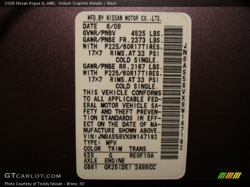 Iridium Graphite Metallic / Black 2008 Nissan Rogue SL AWD