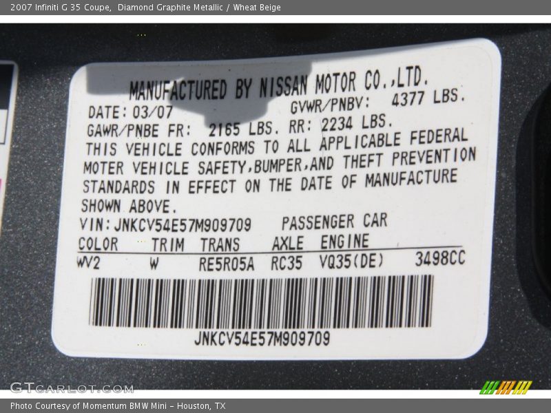 Diamond Graphite Metallic / Wheat Beige 2007 Infiniti G 35 Coupe