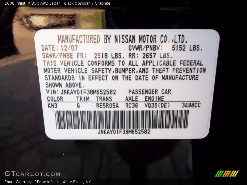 Black Obsidian / Graphite 2008 Infiniti M 35x AWD Sedan