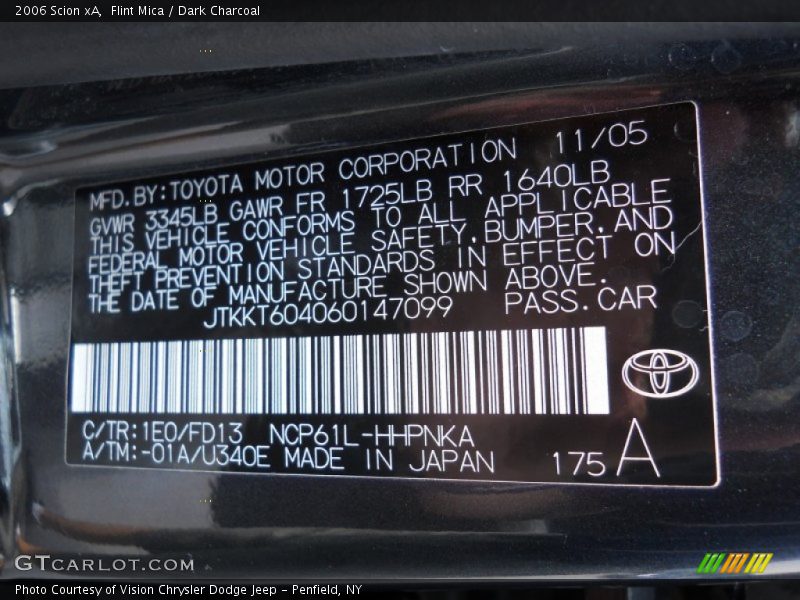 2006 xA  Flint Mica Color Code 1E0