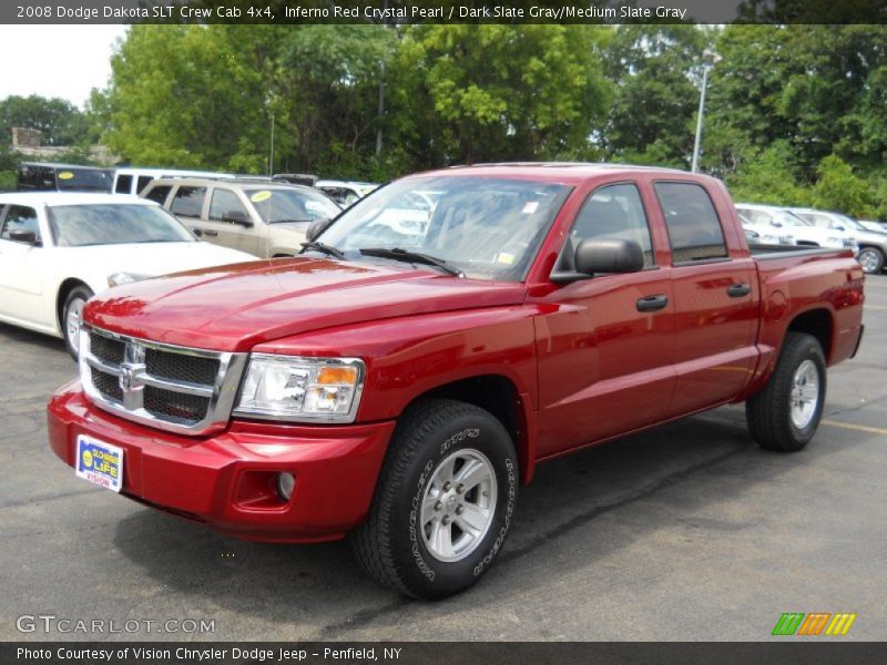 Inferno Red Crystal Pearl / Dark Slate Gray/Medium Slate Gray 2008 Dodge Dakota SLT Crew Cab 4x4