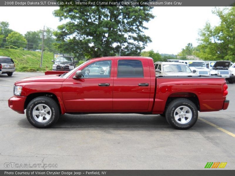  2008 Dakota SLT Crew Cab 4x4 Inferno Red Crystal Pearl