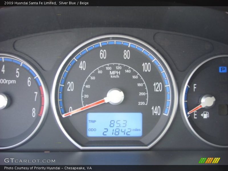 Silver Blue / Beige 2009 Hyundai Santa Fe Limited