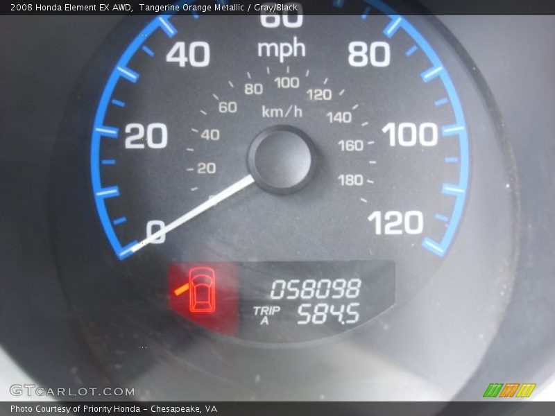 Tangerine Orange Metallic / Gray/Black 2008 Honda Element EX AWD