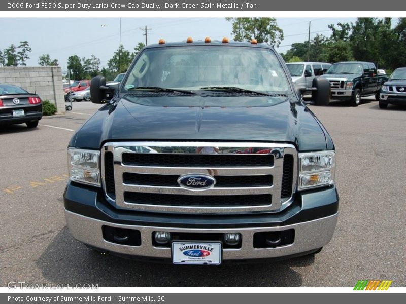 Dark Green Satin Metallic / Tan 2006 Ford F350 Super Duty Lariat Crew Cab Dually