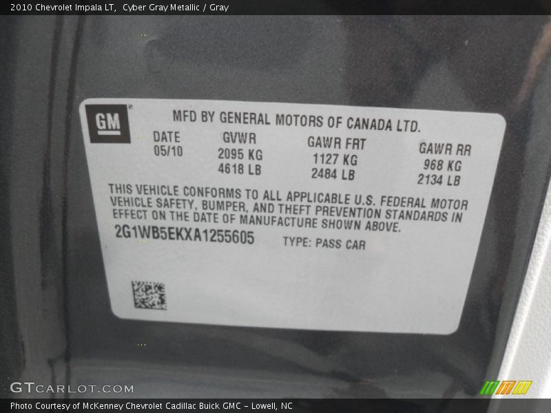 Cyber Gray Metallic / Gray 2010 Chevrolet Impala LT