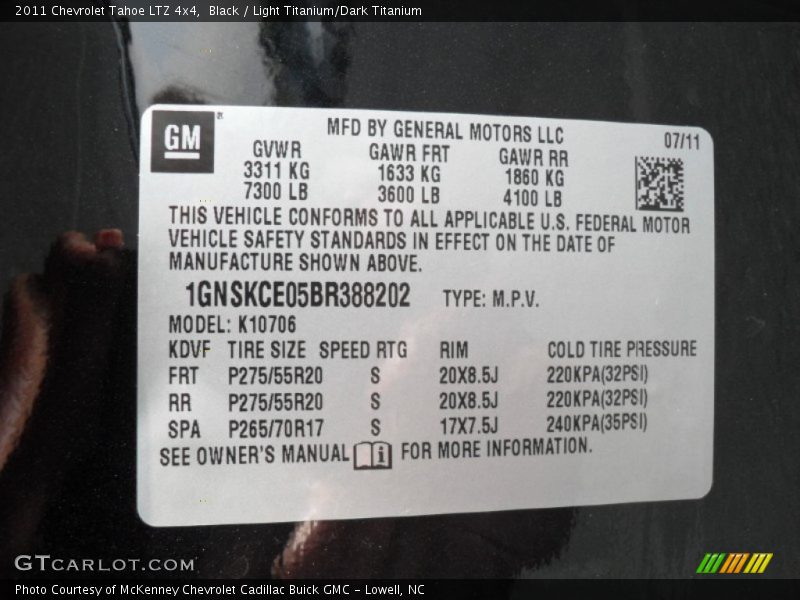 Black / Light Titanium/Dark Titanium 2011 Chevrolet Tahoe LTZ 4x4