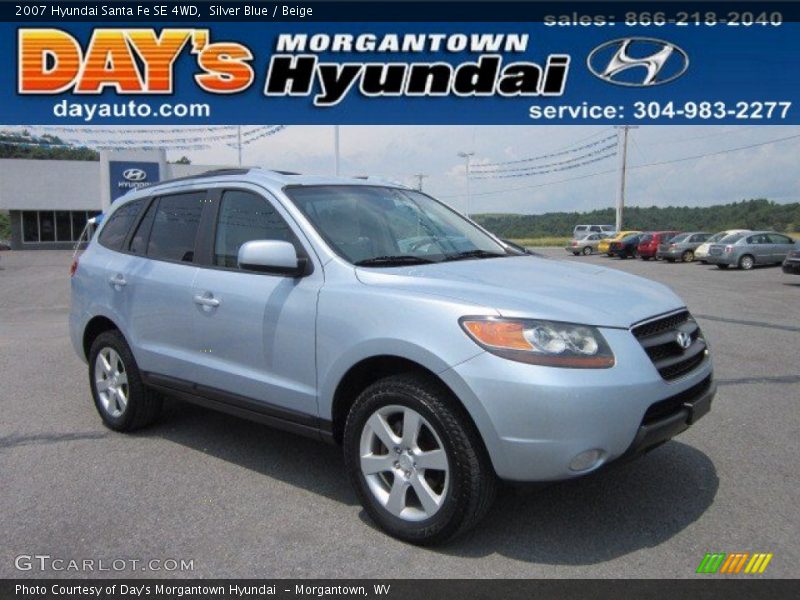 Silver Blue / Beige 2007 Hyundai Santa Fe SE 4WD