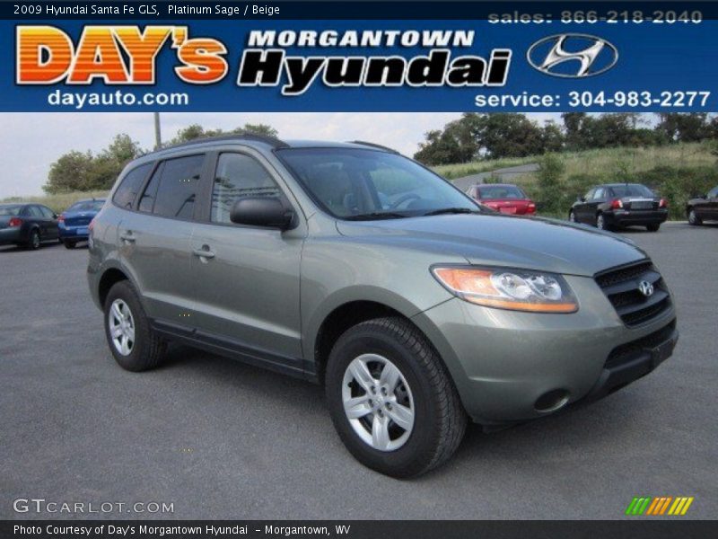 Platinum Sage / Beige 2009 Hyundai Santa Fe GLS